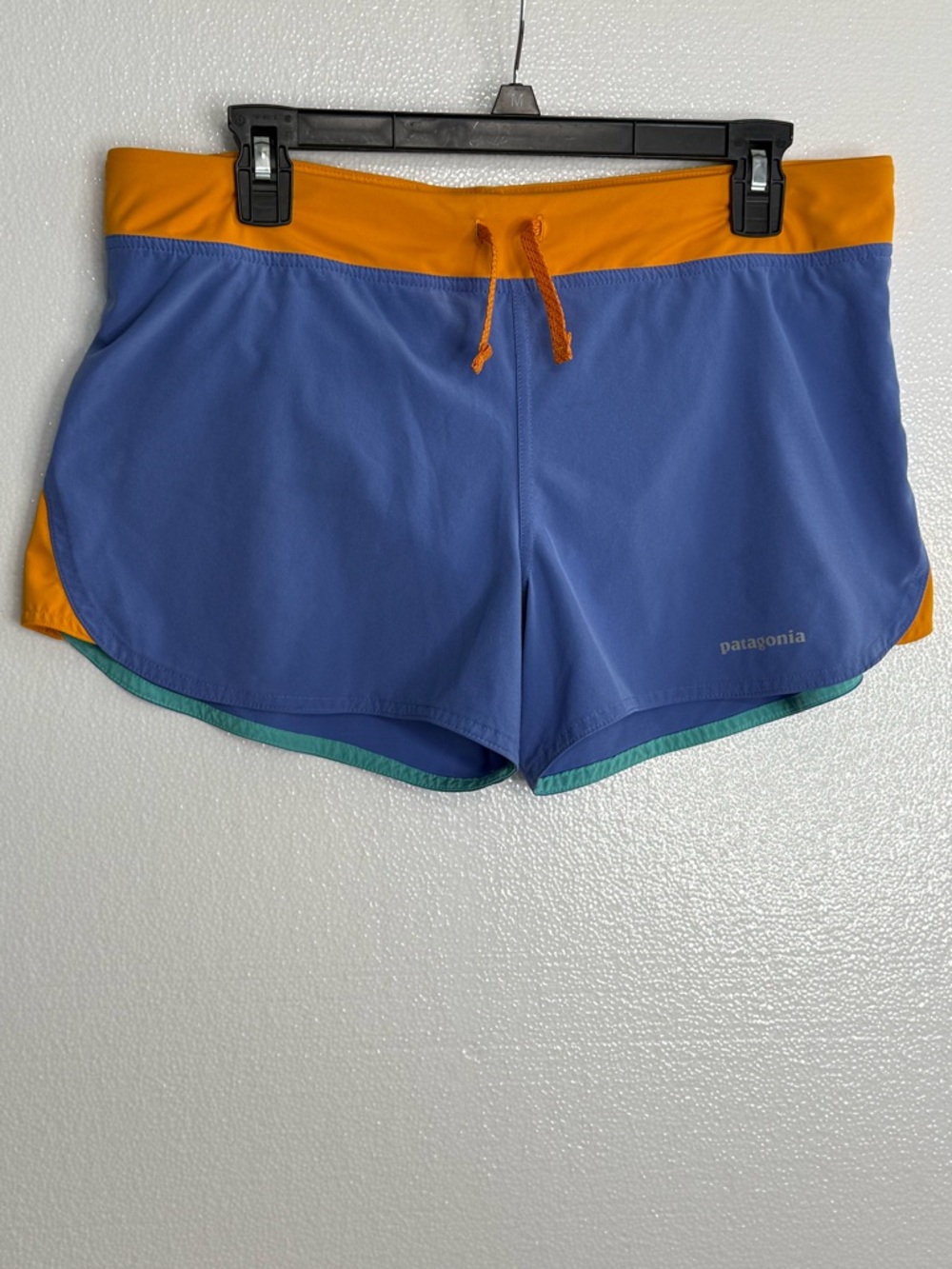 Patagonia Trails Running Athletic Shorts Women Size S Blue Orange